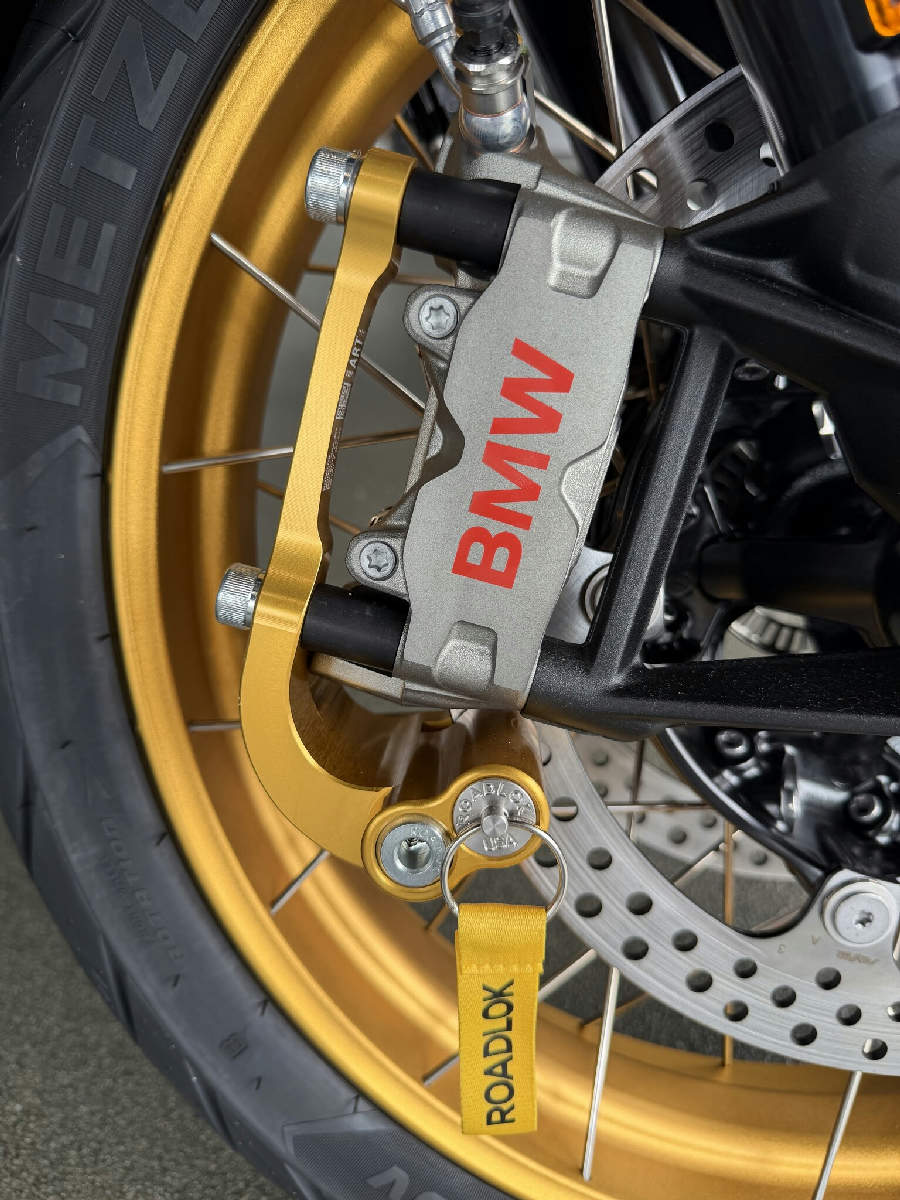RoadLok XRA Eurosport 100 mm BMW/HD, prawa — satynowy złoty